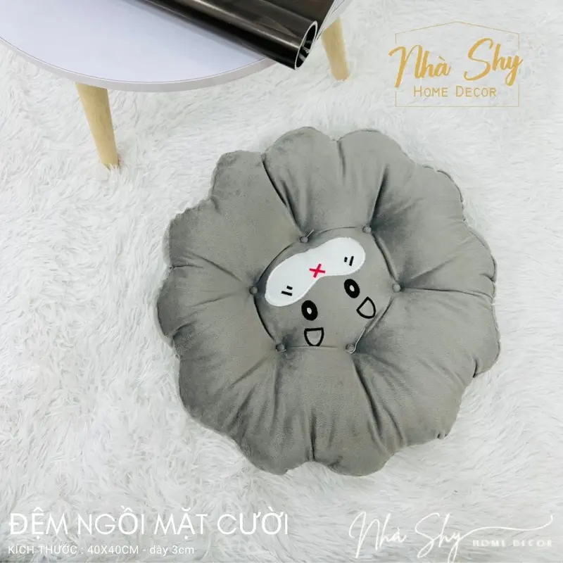 Đệm ngồi bệt mặt cười, nệm lót ghế 40x40cm chất nỉ nhung 0