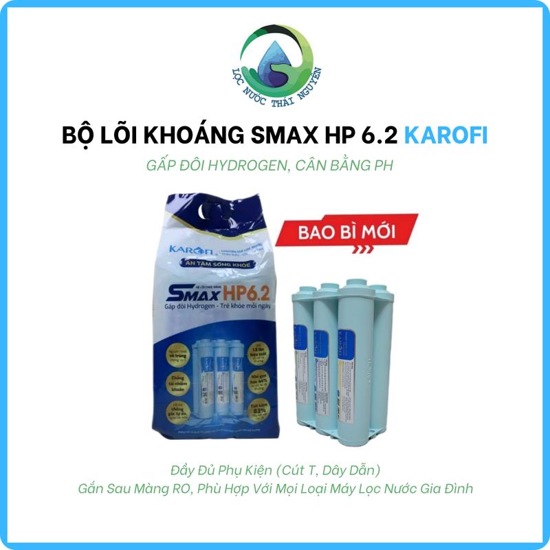 Bộ Lõi Lọc Nước Karofi Smax HP 6.2, Lắp Sau Màng Lọc R.O, Dùng Cho Mọi Loại Máy Lọc Nước (Có 6 Lõi Trong 1 Cụm: T33 GAC, Mineral, Tourmaline, Hydrogen Plus, Orp Alkaline, Nanosilver Plus)