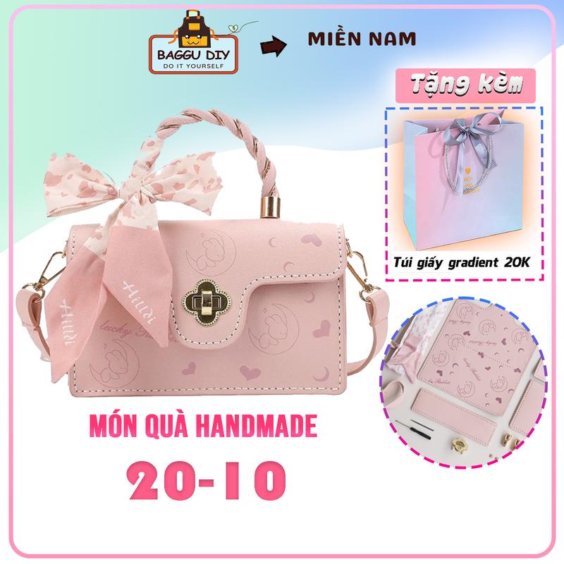 Set Nguyên Liệu Tự Đan Handmade, Bộ Phụ Kiện Tự Làm Túi, Quà Tặng Bạn Gái Ý Nghĩa Dịp Lễ 20/10, Noel, Sinh Nhật, Valentine,... Đầy Đủ Nguyên Liệu Kèm Video HD  Chi Tiết (20cm × 12cm × 8cm), BAGGU DIY T01