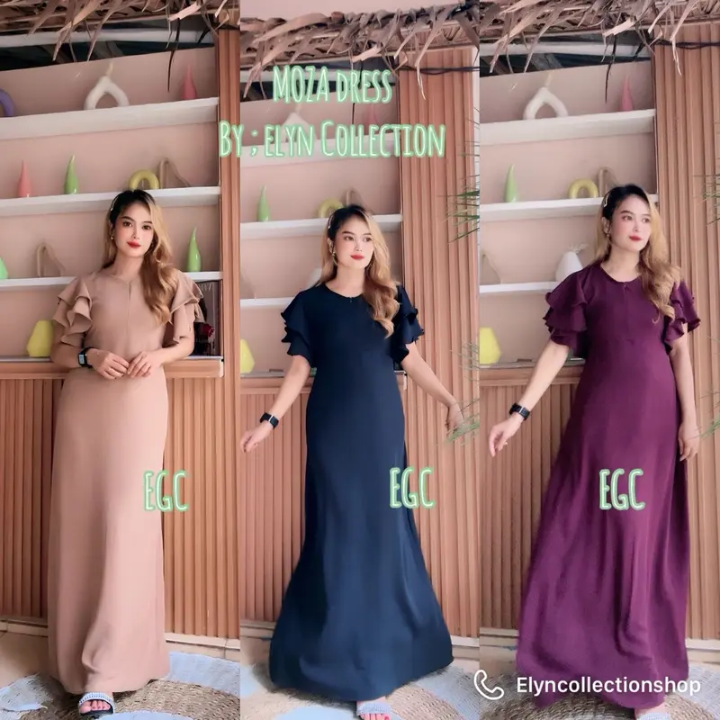 Moza Dress By ElinCollection |bahan crincle airflow | Slim-fitting Polos Liburan 0