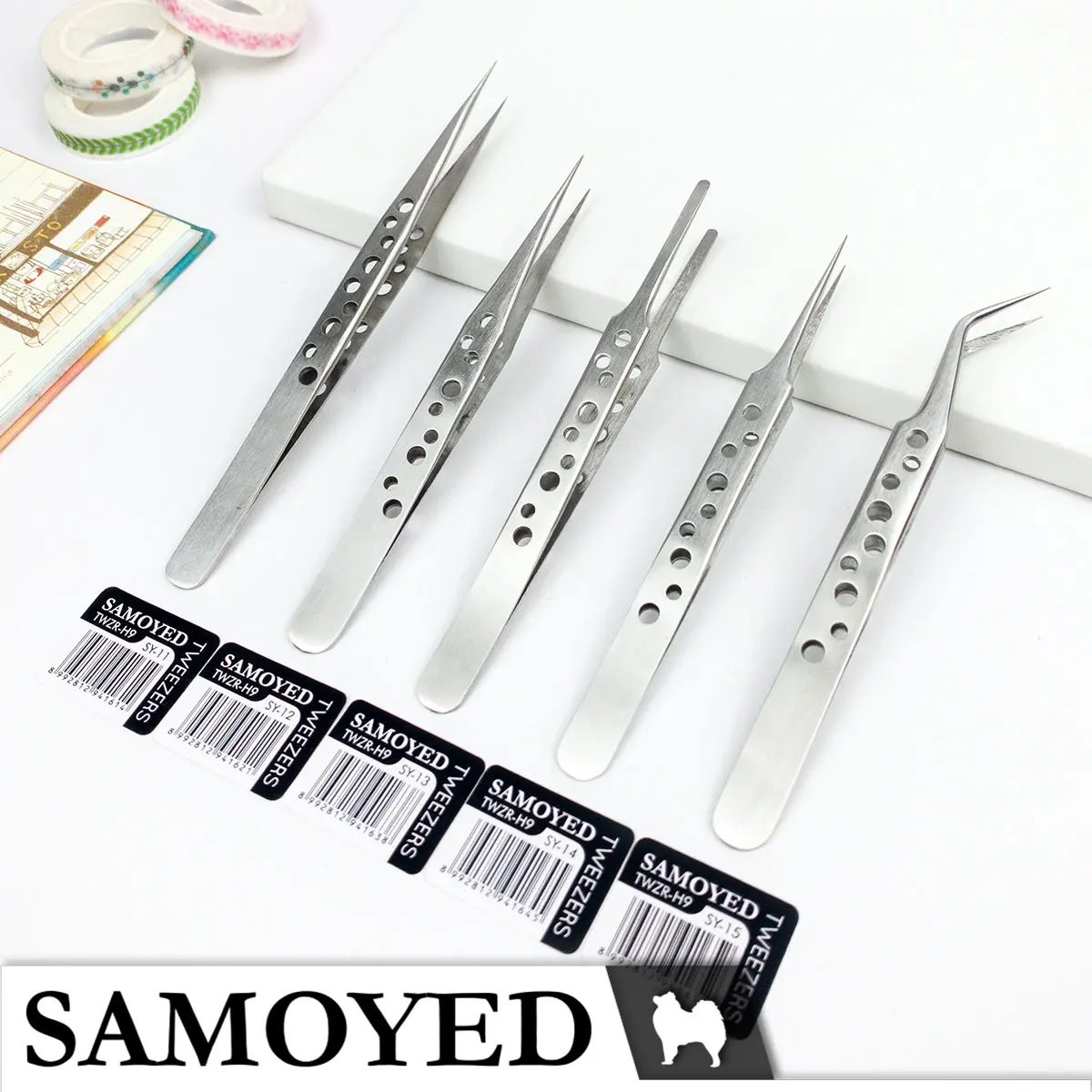 Pinset / Penjepit Serba Guna / Stiker / Elektronik / Bulu Mata Profesional / Professional Scrapbook Stickers / Electronic / MUA / Eyelash / Eyelashes / Nail Art Stainless Steel Tweezers Samoyed TWZR-H9