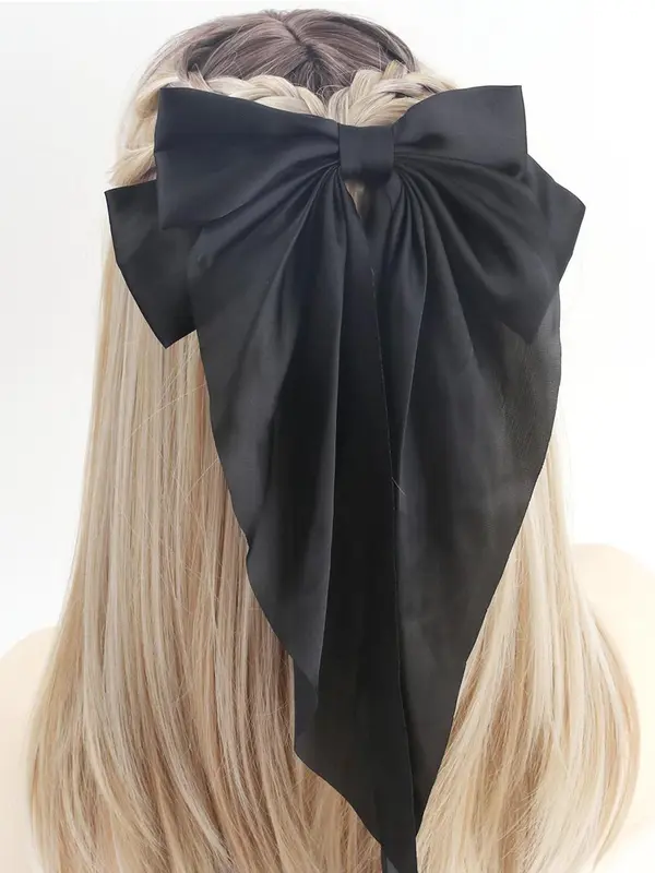 Elegant Tiered Layered Bowknot Decorated French Hair Clips, Gifts for Her, Bow Trend Hairstyles, Large Size French Claw Clip, Hair Accessories for Party & Back To School, Gift for Girlfriend, Barrettes, Ponytail Hair Clip 7