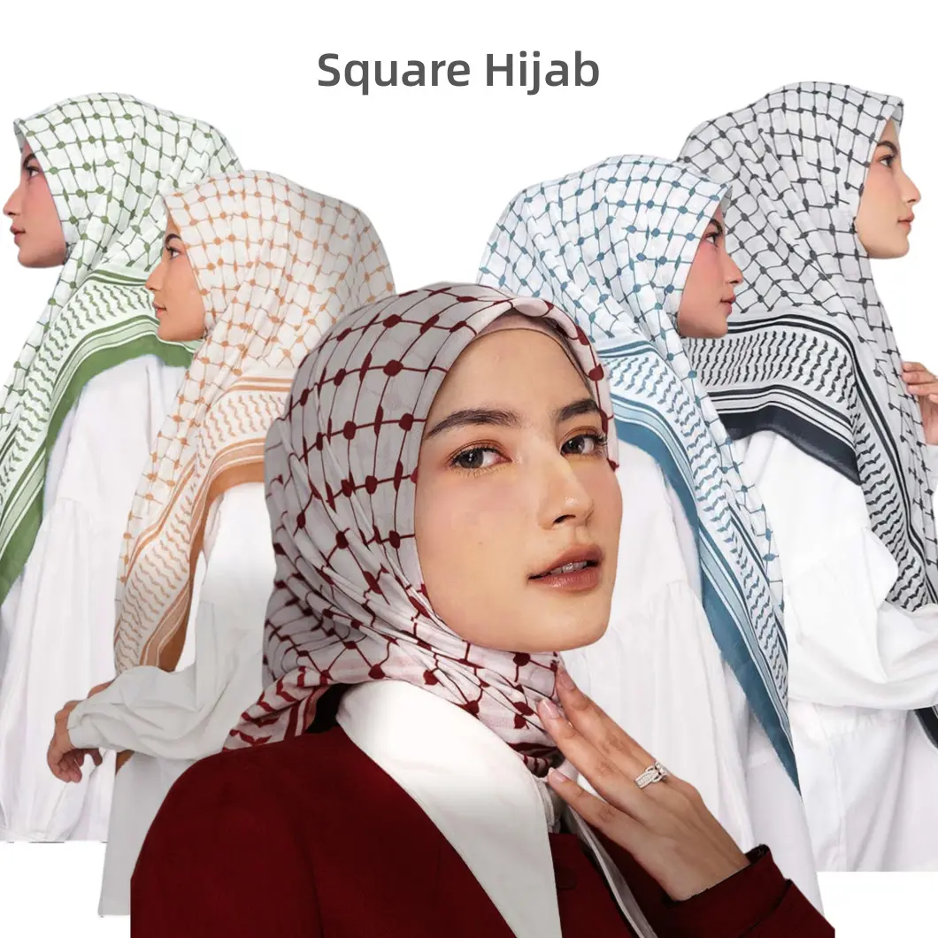 Khăn Tay Kẻ Sọc Voan In Họa Tiết Keffiyeh, Hàng Mới Về, Thích Hợp Cho UAE, Dubai Và Thổ Nhĩ Kỳ, Phong Cách Trung Đông