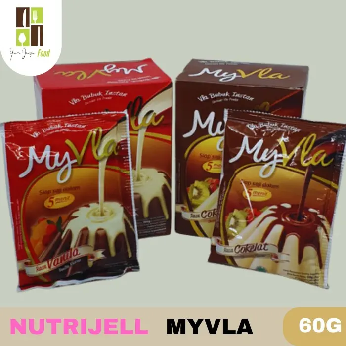 Nutrijel My Vla Bubuk Instan Rasa Coklat/ Rasa Vanila 60g 1BOX / 6 PCS / 6 SACHET
