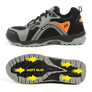 Sepatu Safety Terbaru Ujung Besi Kulit Sintetis Premium Untuk Pria Kerja Pabrik Proyek Tambang Shoes Boots Hitam Hipzo M065