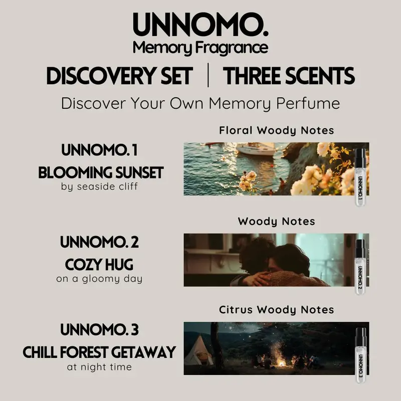 UNNOMO. Discovery Set Travel Size 5.4ml| Extrait De Parfum (EDP) | Citrus Woody Floral Flower | Long Lasting Parfume Tahan Lama | Unisex Orange Perfume Creamy Elegant Lemon Wangi Lily Wanita Calming Feeling Soft 1