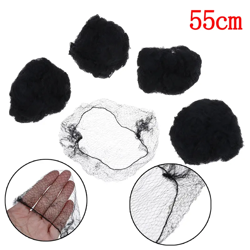 50Pcs Women Hair Nets Invisible Elastic Edge Mesh Black Snood Wig Cap