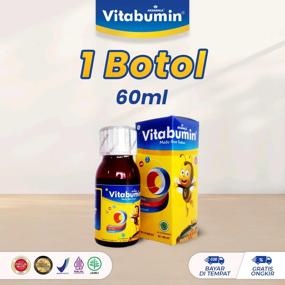 vitamin & suplemen bayi Vitabumin Madu Ekstra Ikan Gabus Temulawak Vitamin Anak 130ml & 60ml tidak ada 24 bulan