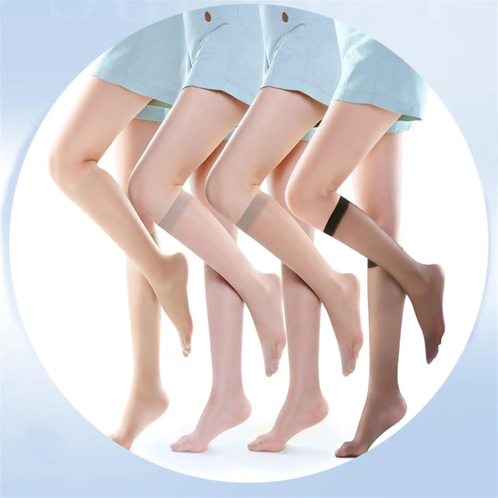2020 Mid length stockings for women's summer ultra-thin transparent short stockings, sexy anti hook silk invisible stockings