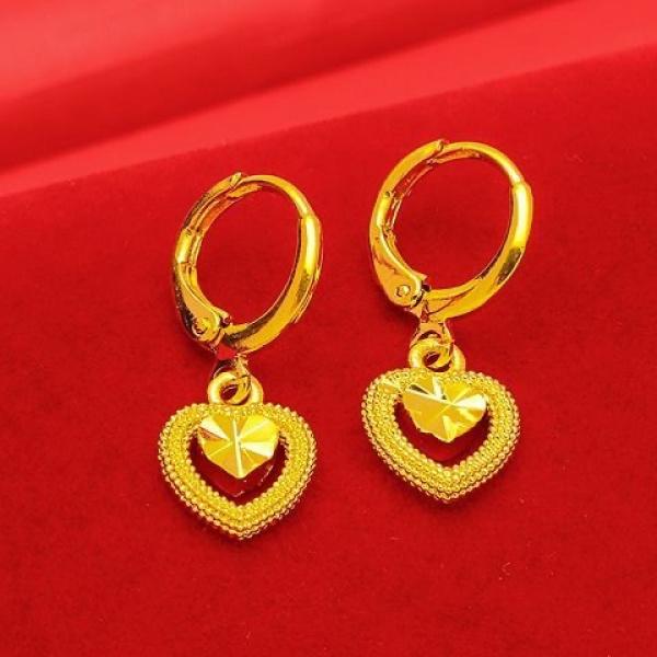 ต่างหูลูกปัดนำโชค ไม่ซีดจาง สำหรับผู้หญิง ดีไซน์หัวใจฉันไม่เลือน เหมาะสำหรับสาวๆ ต่างหูรักสีทอง（TB12