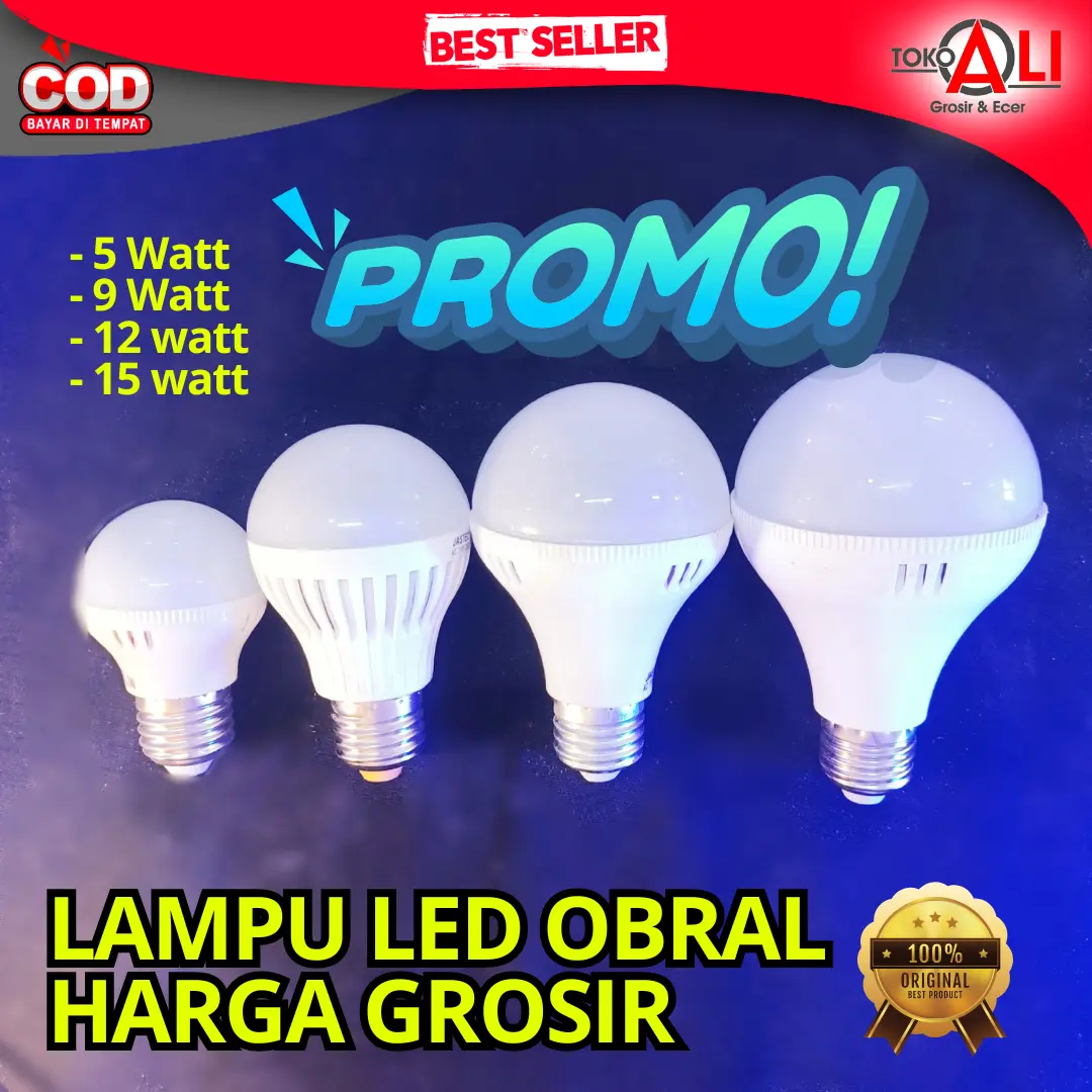 Paket GROSIR Usaha 13 PCS Lampu led bohlam 5 watt/10 watt/15 watt/20 watt Putih