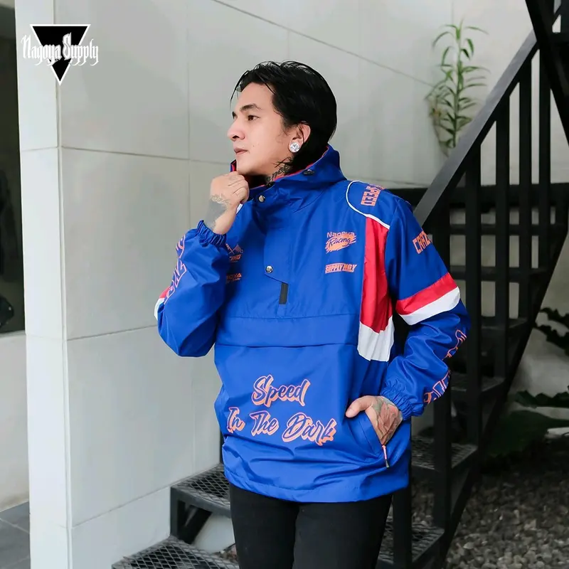 JAKET CAGOULE NAGOYA SUPPLY TERBARU JAKET PERASUT PRIA JAKET MOTOR JAKET OUTDOR Musim dingin Santai Hitam Putih Musim panas Casual Distro Keren Lembut Simple Panjang Nyaman 3