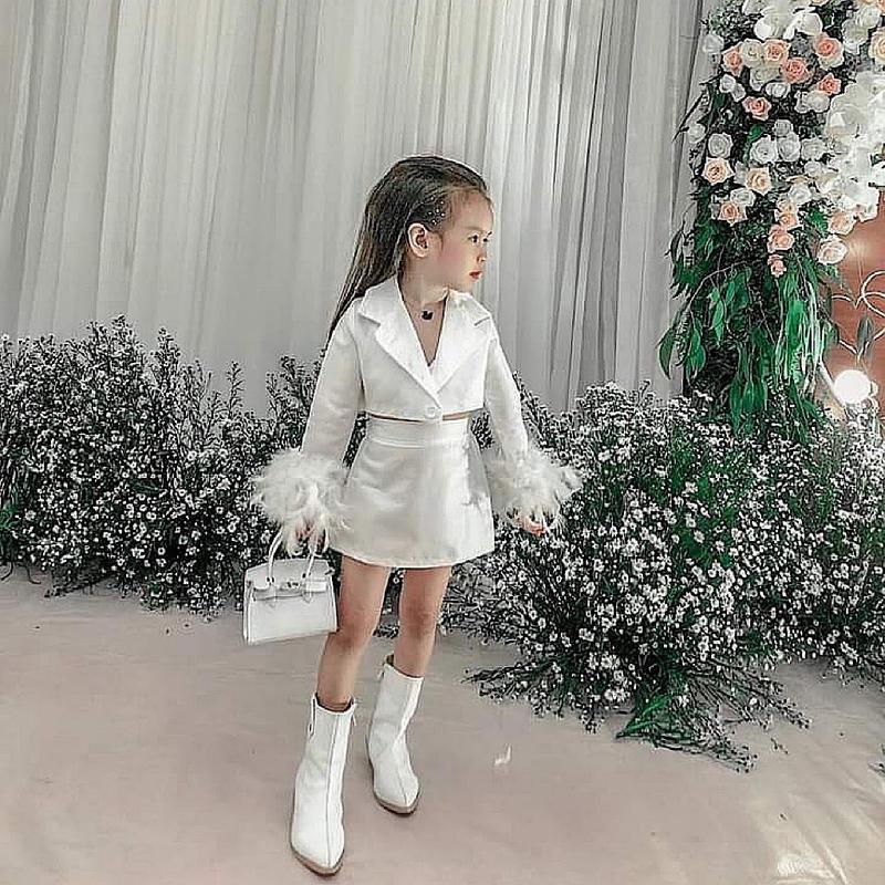 Set vest + chân váy + áo bra bé gái ba màu đỏ , đen , trắng , cho bé đi chơi đi tiệc , mặc tết , mặc noel