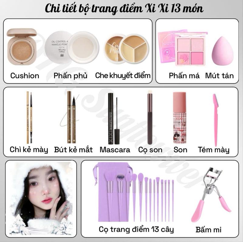 Bộ Trang Điểm XIXI 13 Món Chất Lượng Cao Với Đầy Đủ Các Món Phụ Kiện