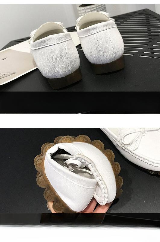 Product Introduction of Doudou shoes, women's new flat sole single shoes, cow tendon soft sole, lazy people step on mom's white nurse shoes 3