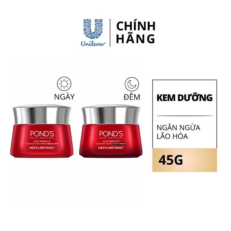   2  Kem Dưỡng Ngày Pond's Age Miracle Hỗ Trợ Làm Đều Màu Da & Giảm Nếp Nhăn Nữ 45G	 