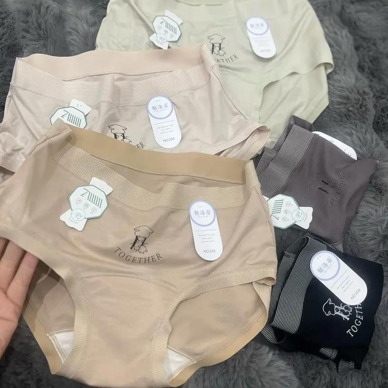 Quần Lót Nữ Mát Mịn Không Xù Set 5 Quần Sz 50-60kg Cạp Cao Phương Bra - Women 1