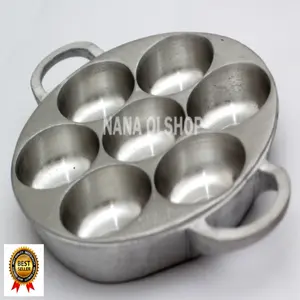 NANA OLSHOP Cetakan Kue Apem Martabak Mini Alumunium Cor Anti Karat Diameter 21cm 7 Lubang 6.3cm x 3cm Kualitas Terbaik Cocok Untuk Pembuatan Kue Favorit Anda Best Seller