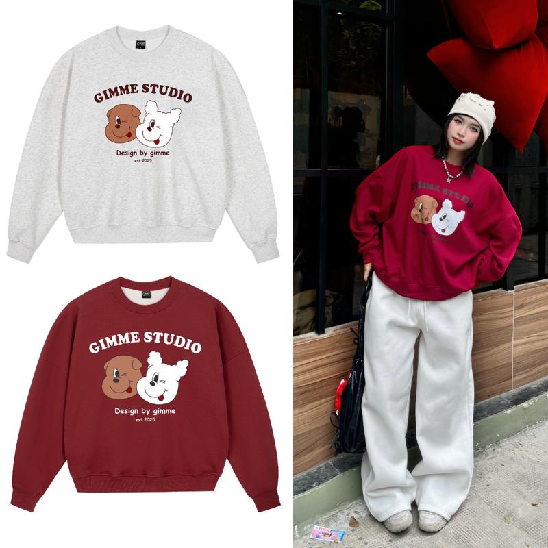  Áo Sweater GIMME Form Rộng Boxy  - Hình In Cute - Nỉ 2 Da Cao Cấp - Top Nam Nữ 