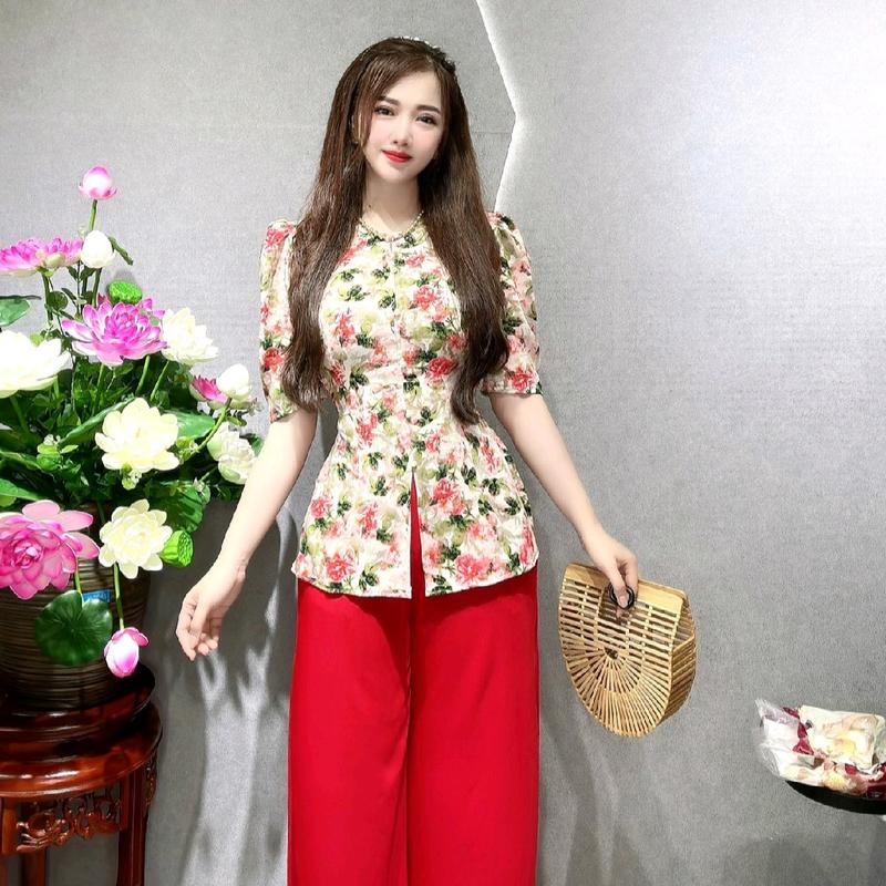 bộ bà ba lụa mengo tay phồng quần lưng bảng có túi, có bán áo lẻ Polo 0