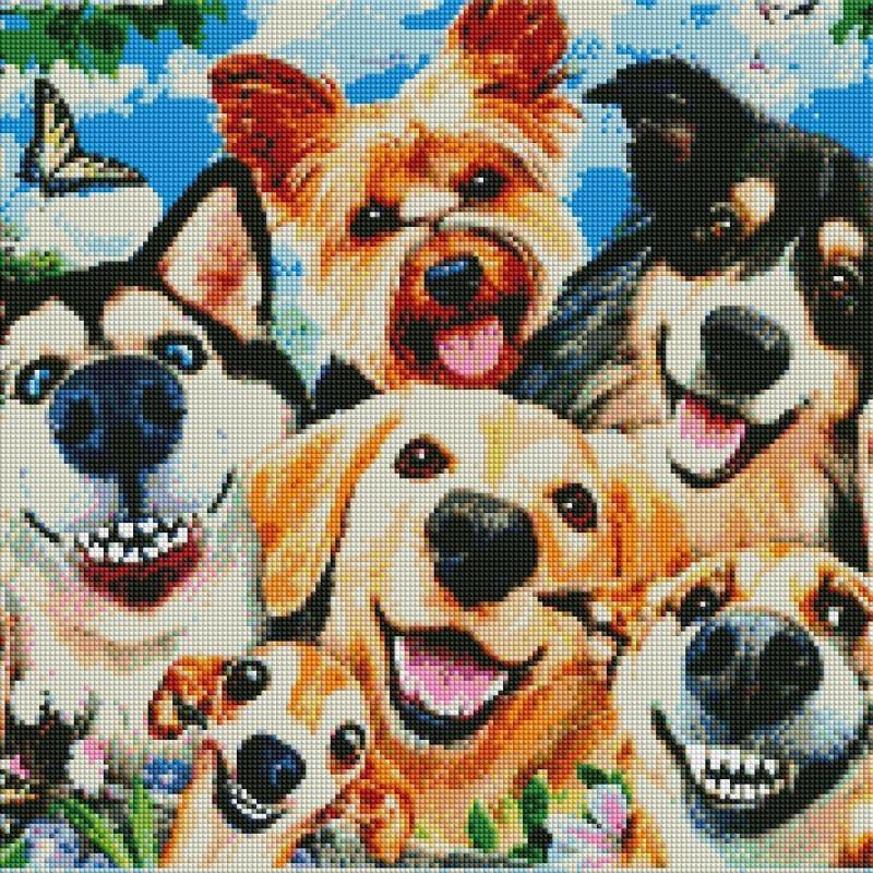 Dog Pattern Diamonds Art Colorful Painting Kit without Frame, 1 Set DIY Animals Diamonds Art Crafts with Painting Tool, Creative Wall Art Ornaments for Home Office Bedroom Decor 2