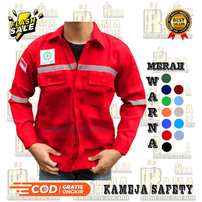PROMO KAMEJA WEARPACK ATASAN PROYEK SAFETY TAMBANG Katun Baju Seragam Pria Panjang  Pendek Hitam Navy Biru dll tidak sama Celana 5