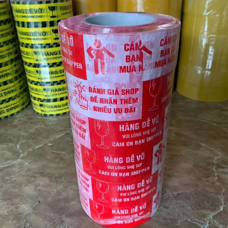 Băng Keo Băng Dính Dễ Vỡ Đỏ Hàng Loại 1 3KG/ Cây 6 Cuộn 0
