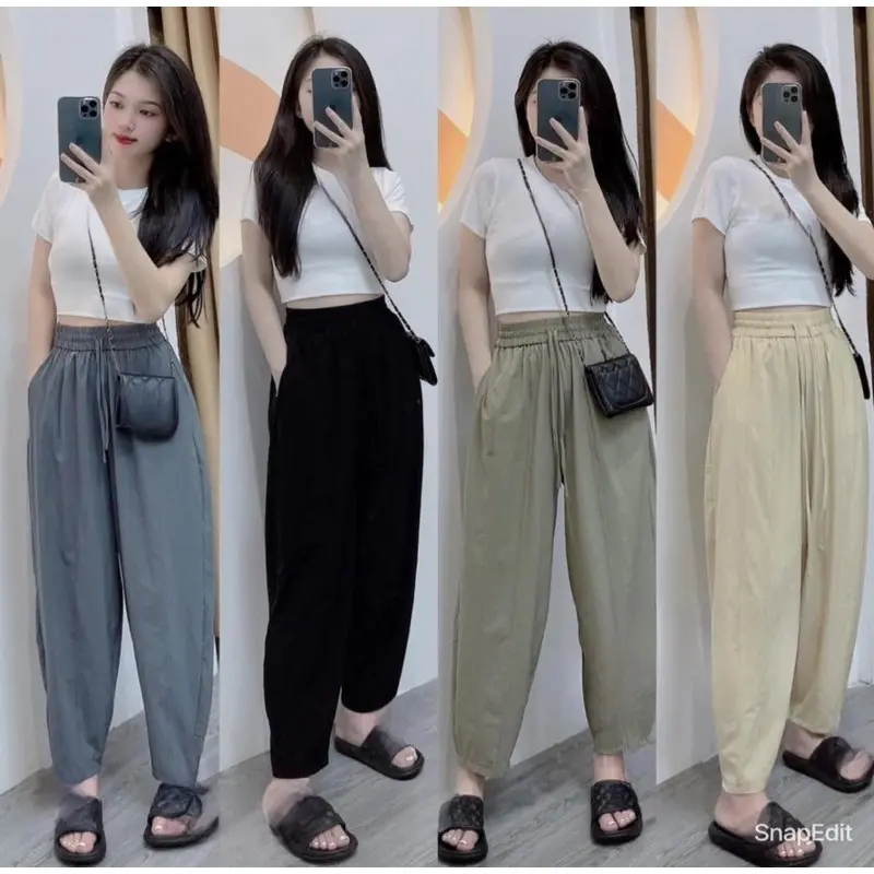QUẦN BAGGY CHẤT GIÓ MỀM MỊN CẠP CAO LƯNG THUN GÂN CHÌM CO GIÃN 4 CHIỀU MẶC ĐI HỌC ĐI CHƠI