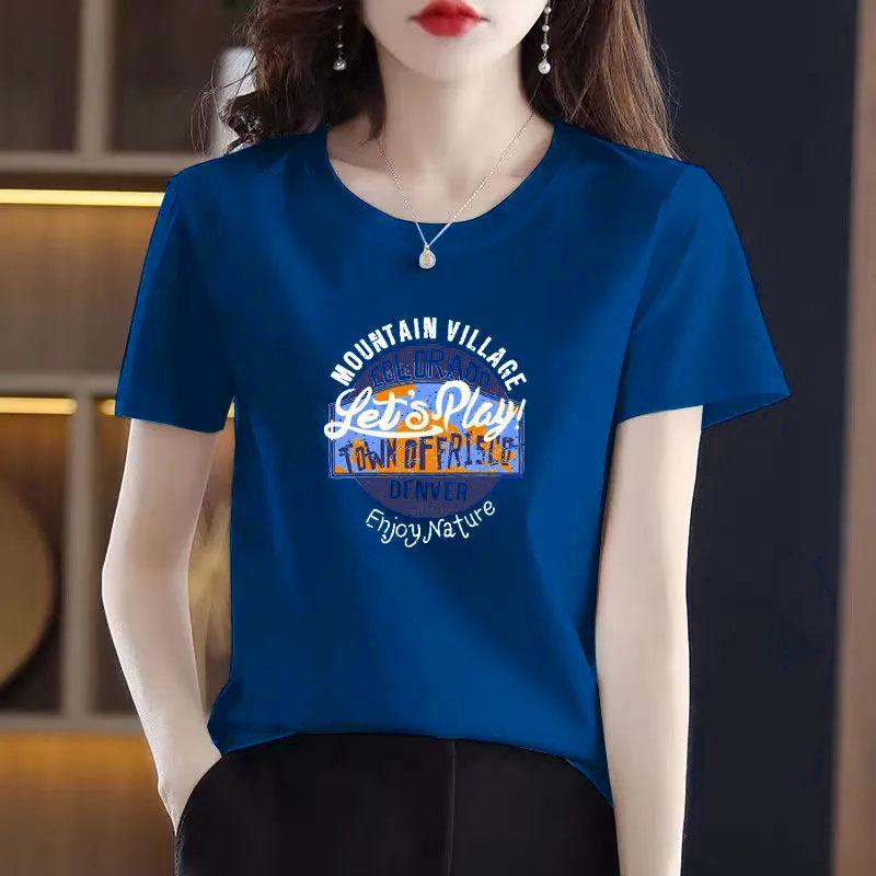 Áo Thun In Hình Thời Trang, Đẹp, Phong Cách Thường Ngày ngắn Tay, Dáng Rộng Vừa Vặn, Làm Bằng Bông, Áo Nữ, 2024 0