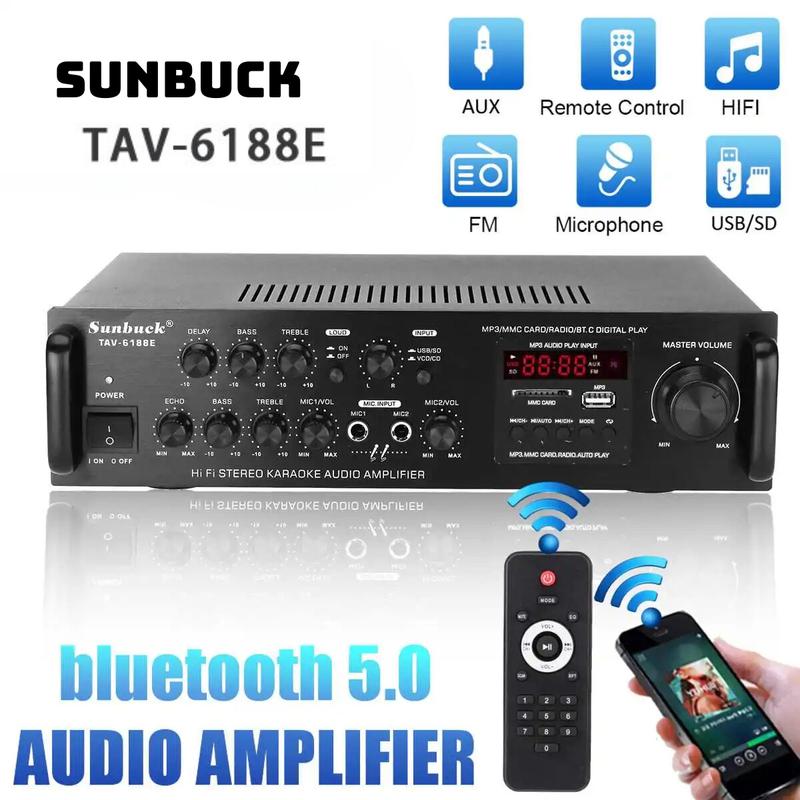 Âm ly bluetooth, Amply karaoke cao cấp 6188E hàng chính hãng, hỗ trợ USB/ THẺ NHỚ/ BLUETOOTH