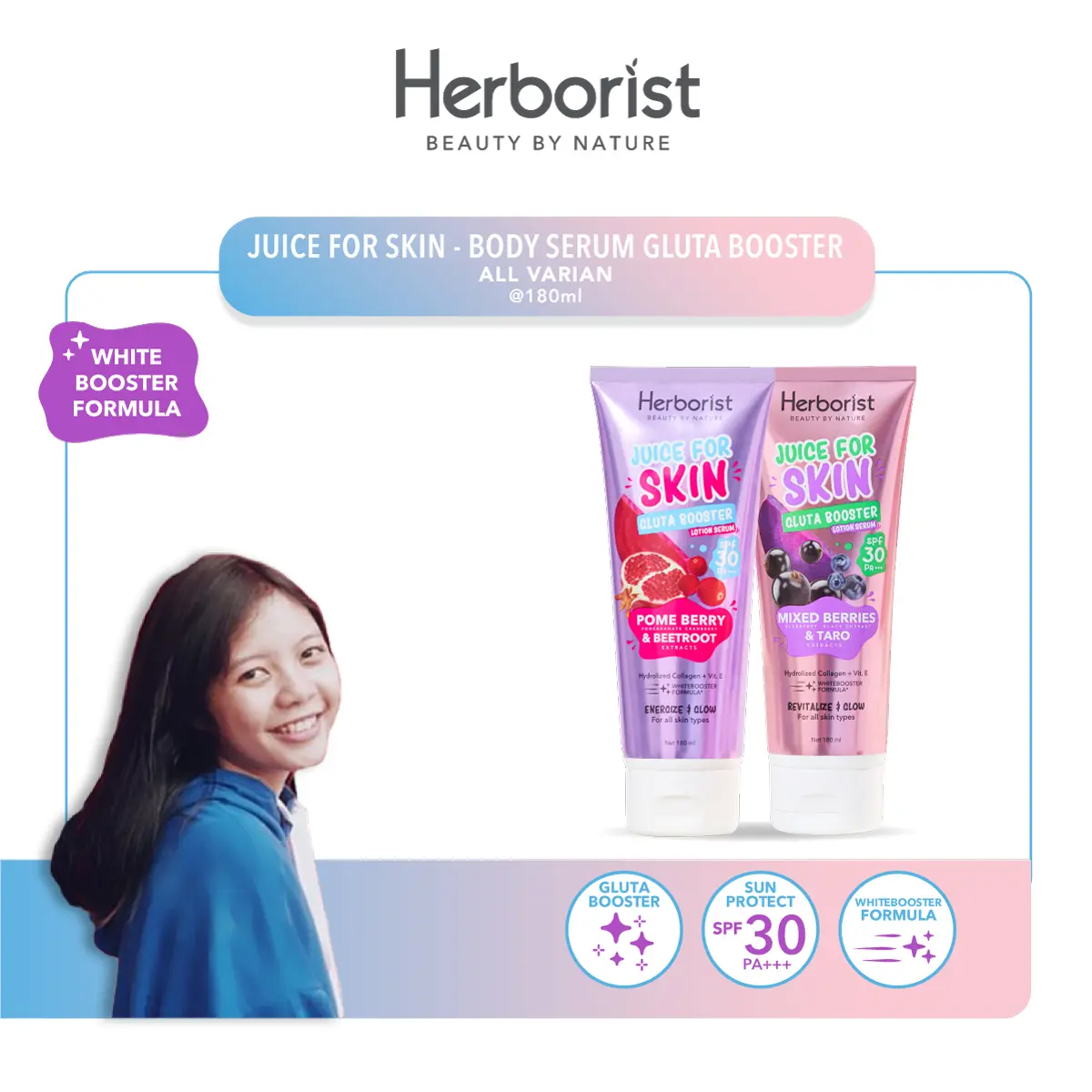 FYC [Special Ismi] Herborist Juice For Skin Gluta Booster Lotion Serum SPF 30 PA +++ 180 ml