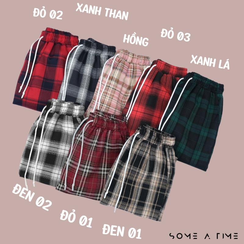 Product Introduction of Quần Kẻ Caro Ống Suông Rộng Sometime 8 Màu Nam Nữ Unisex Có Giải Rút Vải Không Xù Mặc Đi Chơi Đi Ngủ-CR01 Ong Menswear 3