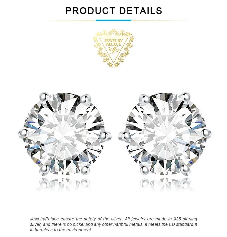Product Introduction of Anting-anting Stud Moissanite, JewelryPalace, Warna GRA D, Jumlah 0.6ct, 1ct, 2ct, 3ct, 4ct, 6ct, Perak S925 Sterling, Untuk Wanita 3