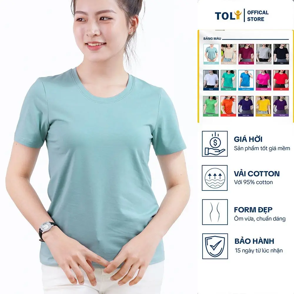 Áo thun trơn nữ cổ tròn TOLI 16 màu Form vừa dáng suông, vải cotton 4 chiều mềm mịn - BSB27