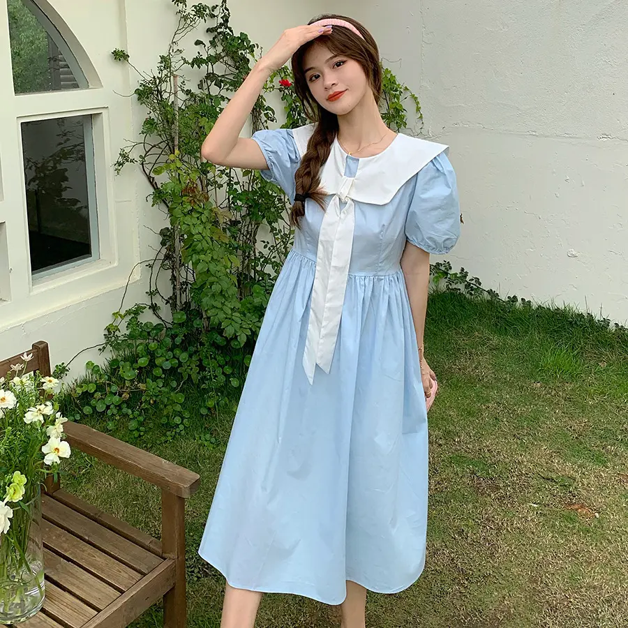 Korean Summer Loose Dress Elegant Women's Summer Sundresses Loose Korean  Style Clothes Women