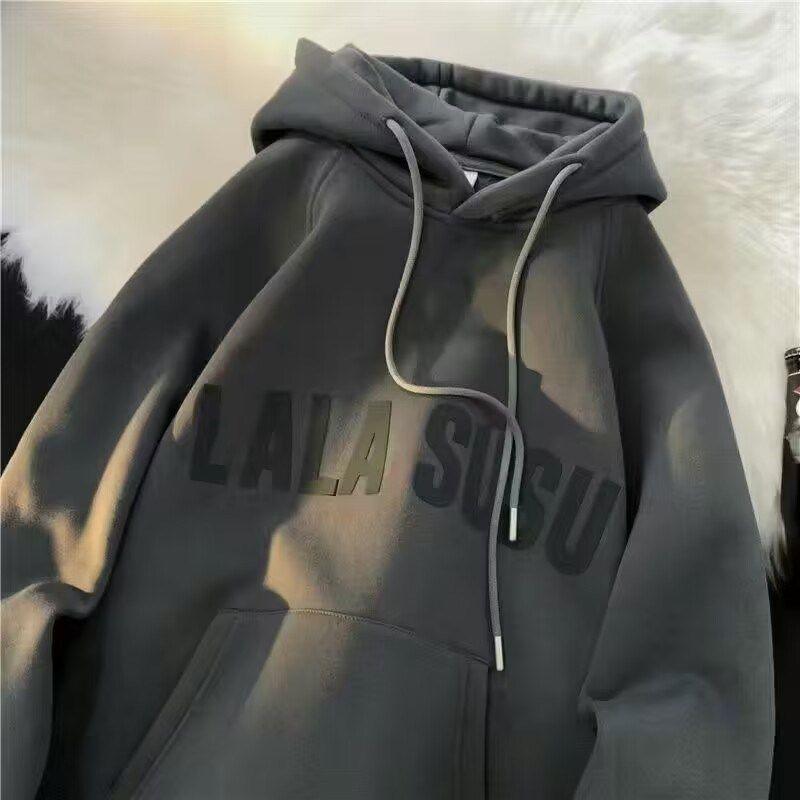 Áo Hoodie Chải Nặng, Thương Hiệu Thời Trang Mùa Thu Và Mùa Đông Của Nam Giới, Ngoại Cỡ, Áo Khoác Nam Có Mũ Mỹ, Quần Áo Cứng Mùa Thu, Dành Cho Nam Giới 2