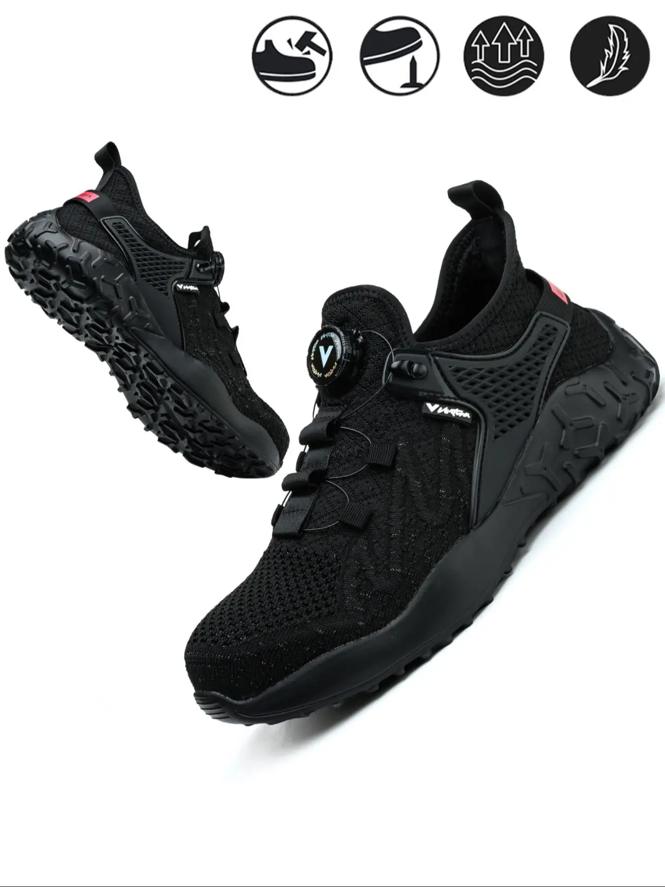 Men's Patchwork Lace Up Low Top Safety Shoes, Casual Comfortable Breathable Non-slip Work Shoes, Fashionable Anti-smash and Anti-puncture Shoes for Daily Wear, Shoes for Men