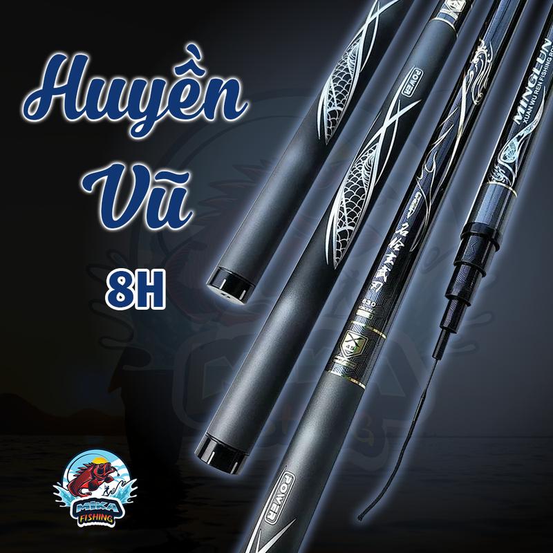 Cần câu tay câu đơn câu đài Huyền Vũ 8H Tặng kèm ngọn phụ bảo hành 1 lóng săn hàng - Mika fishing