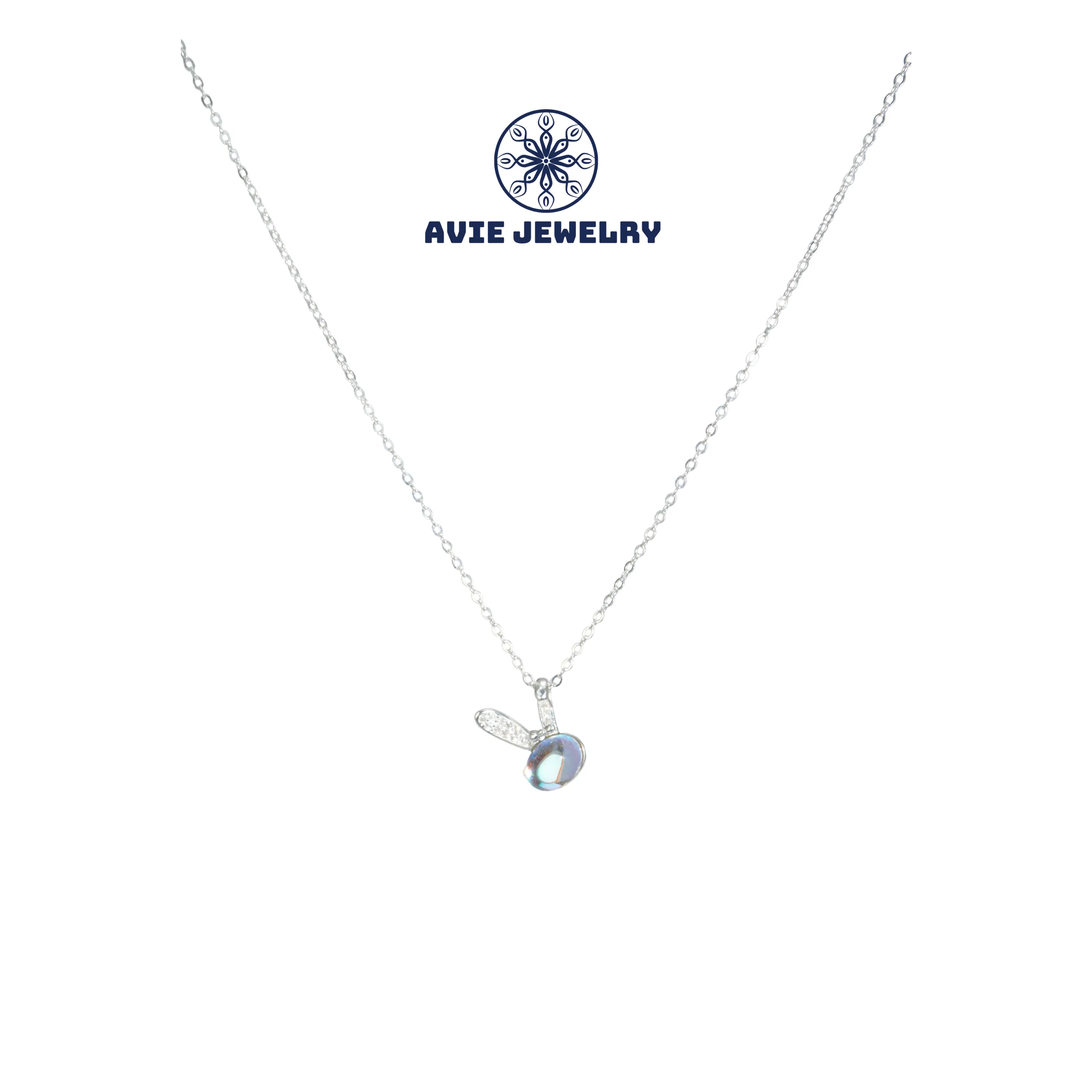 Dây chuyền nữ bạc 925 AVIE Thỏ Ngọc Đá mặt trăng nhân tạo Tai thỏ Cao Cấp AVIE JEWELRY DCAVIE0166