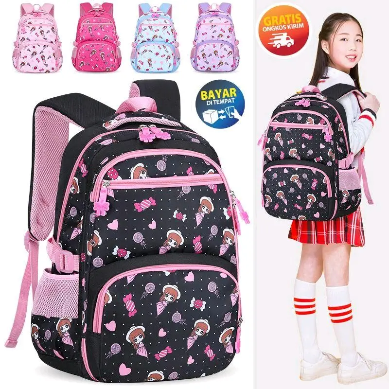 TAS RANSEL ANAK SEKOLAH PEREMPUAN CEWE Kulit PU Kanvas Fashion