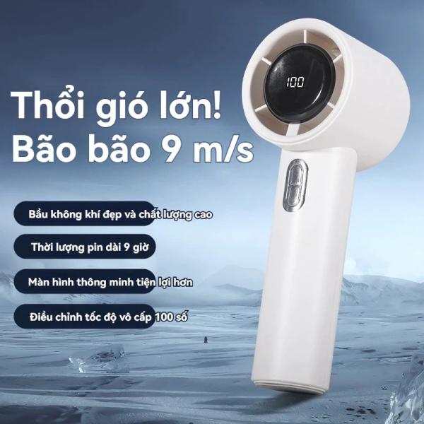 Qiangts Quạt tốc độ cao Cầm Tay USB Mini, Hàng mới về năm 2025, với 100 bánh răng tốc độ, Màn hình kỹ thuật số, Có Thể Sạc Lại 3000mAh, Động cơ không chổi than, Hỗ trợ cả ngoài trời và trong nhà(Trọng lượng siêu nhẹ 186 gram) (Siêu tiết kiệm chi phí)