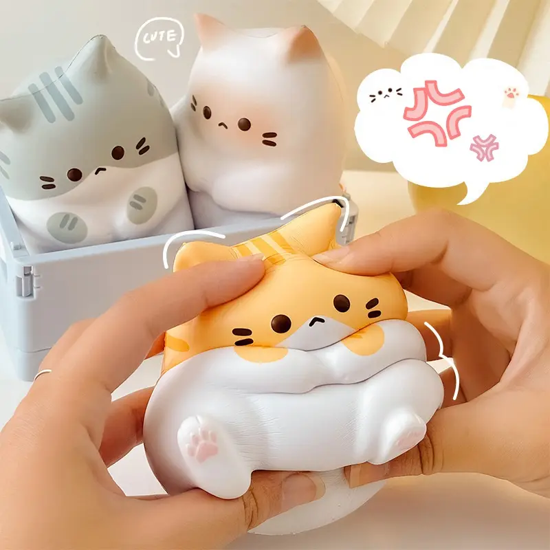 Anak patung penyahmampatan kucing Kawaii, mainan picit lantunan perlahan, kartun, Melegakan tekanan, bilik tidur, pejabat, hiasan pejabat comel, mainan percutian