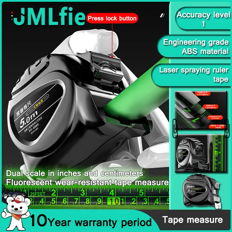 【Inches Scale】10M Measurement Meter Carpenter Steel Measuring Tape Fluorescerous scale Industrial Auto Lock Steel Tape Measure (5M7.5M 10M) Impact Resistance Self-locking Measuring Meter