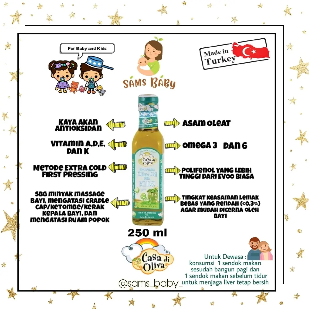 EVOO Casa Di Olivia For Kids 250ml / Extra Virgin Olive Oils untuk anak / Minyak Zaitun MPASI Bayi / Minyak Organik