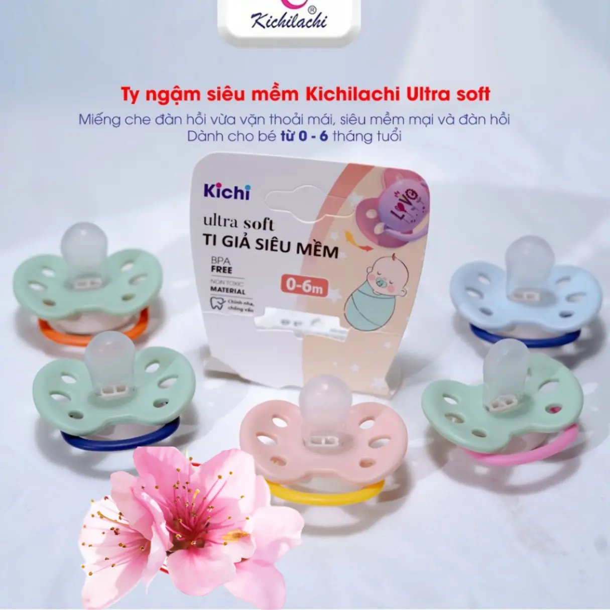 Ty giả chỉnh nha Kichi untra soft silicon có hộp cho bé Voi Cao Su