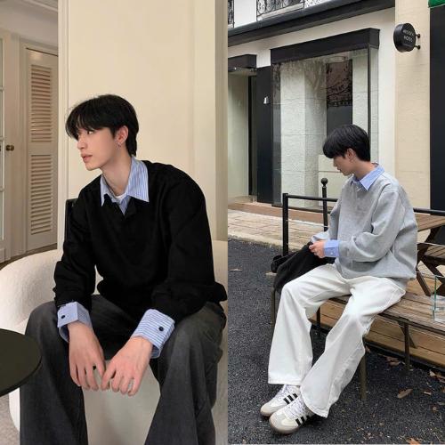 Áo Sweater Phối Sơ Mi Kẻ Liền Thân ZONEF Chất Nỉ 2 Da Nam Nữ Tabii Store