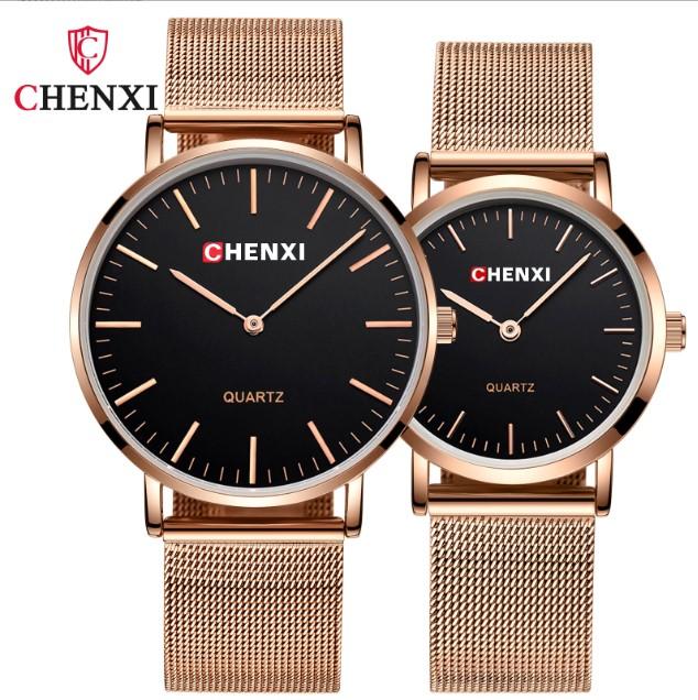 Đồng hồ cặp đôi nam nữ CX-076A dây thép lưới chính hãng máy nhật kèm hộp