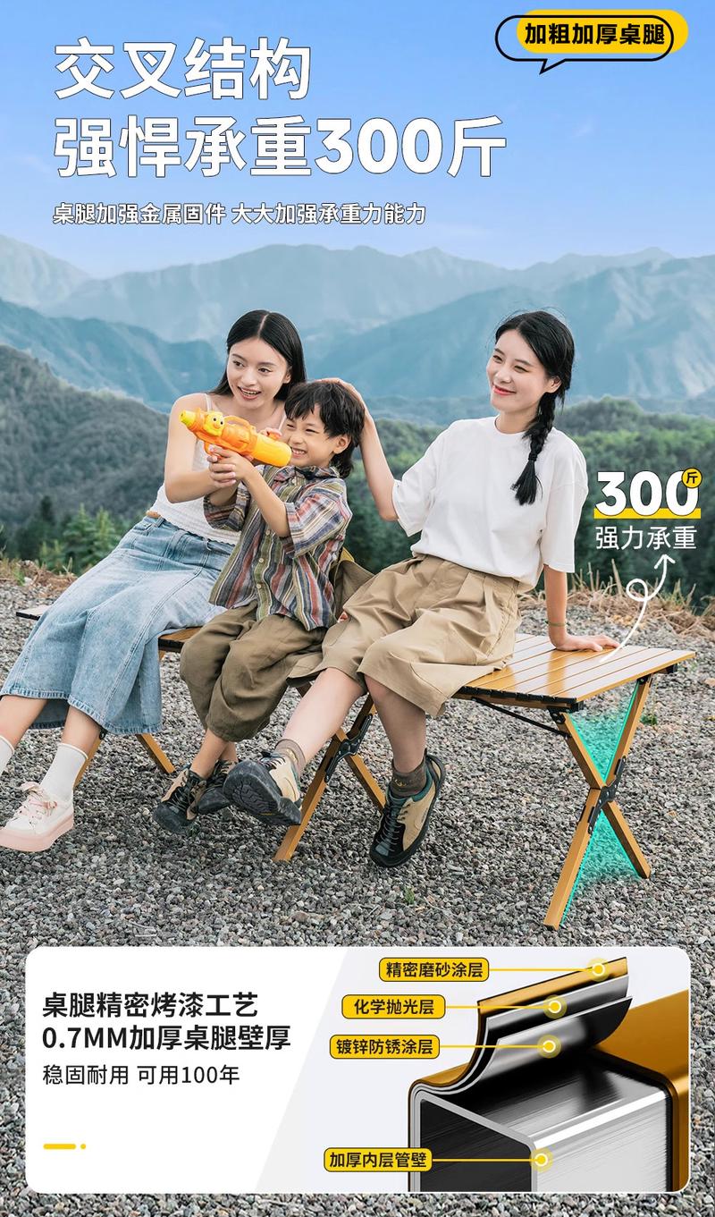 Product Introduction of Outdoor Camping Egg Roll Table Oil-proof Waterproof Wash-free Folding Portable Dining Table for Home BBQ Stall Camping 1.5m portable  chair  outdoor 4