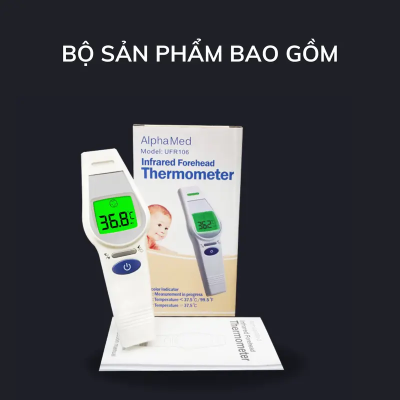 Nhiệt kế điện tử hồng ngoại ALPHAMED UFR106 thiết kế nhỏ gọn, độ chính xác cao, màn hình màu 5