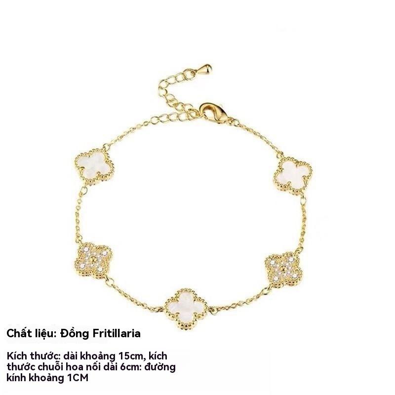 Product Introduction of Vòng Tay Zircon Dát Siêu Nhỏ Cỏ Ba Lá, Thiết Kế Sang Trọng Giá Cả Phải Chăng, Vòng Tay Năm Hoa Fritillary, Tinh Tế Và Cao Cấp, Dễ Phối Đồ, Thích Hợp Cho Nữ, Không Màu 0